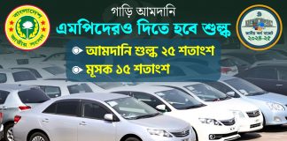 এমপিদের গাড়ি আমদানিতে শুল্ক-ভ্যাট সুবিধা বাতিল