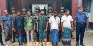 যৌথবাহিনীর অভিযানে রাজবাড়ীতে অস্ত্রসহ আটক ৬